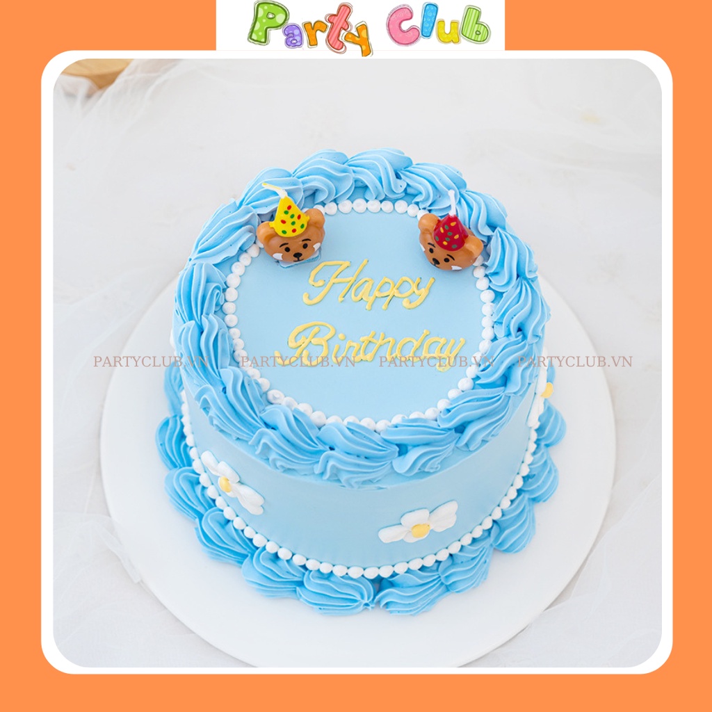 Nến sinh nhật trang trí bánh kem hình mặt gấu