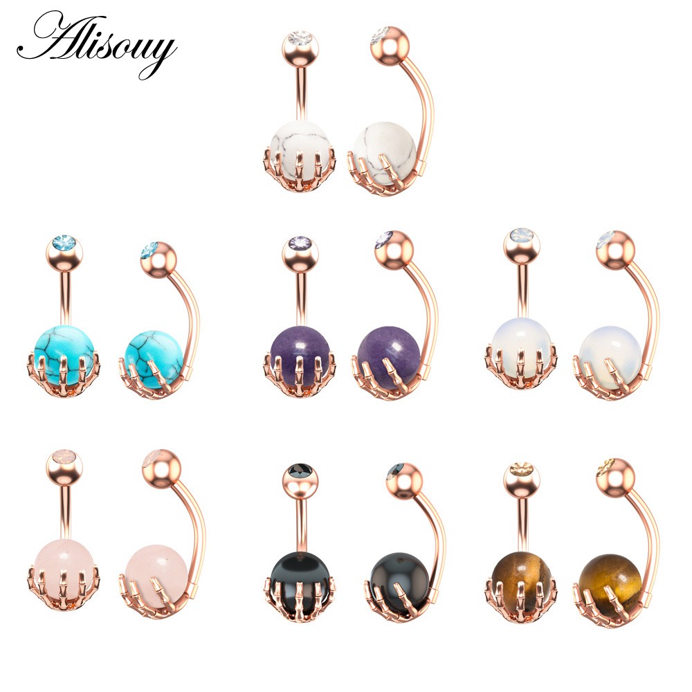 Alisouy 1 Khuyên Rốn 14g Bằng Thép Đính Đá zircon Hình Móng Vuốt Cho Nữ