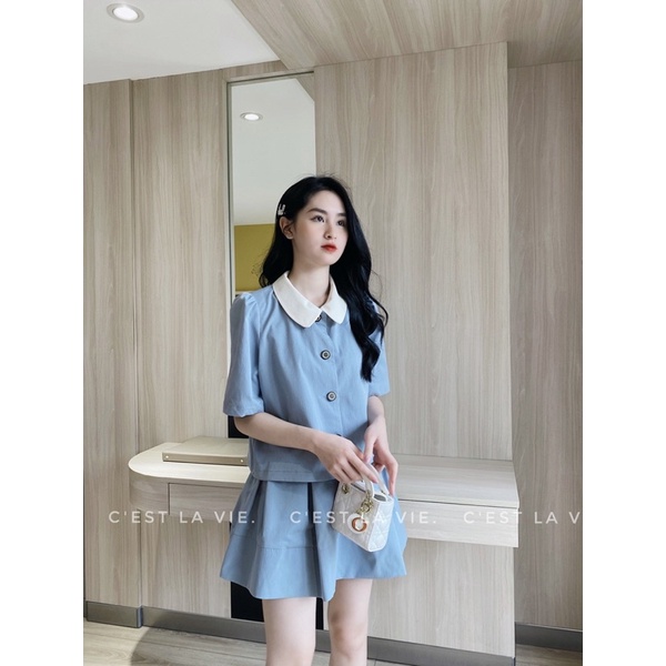 Set tafta gấm cổ sen chân váy phồng thiết kế