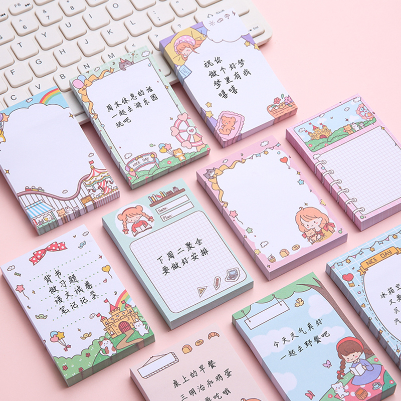 Set 100 Tờ Giấy Ghi Chú Hình Cô Gái Xinh Xắn