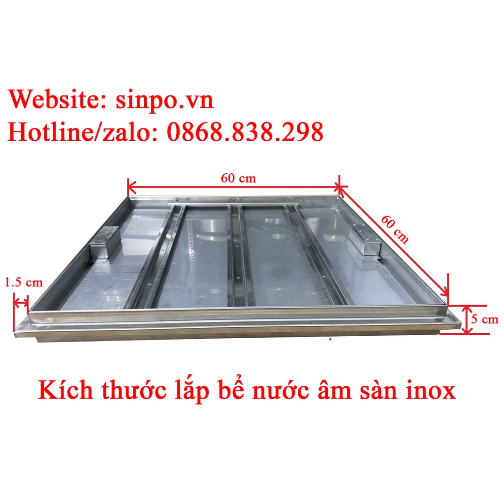 Nắp bể nước ngầm trong nhà – inox 304 chống gỉ có tay nâng
