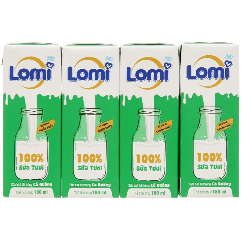 SỮA TƯƠI CÓ ĐƯỜNG LONG THÀNH LOTHAMILK LỐC 4 HỘP*180ML