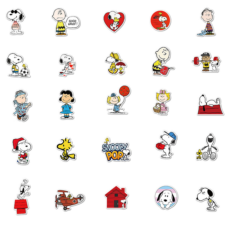 Bộ 50 Miếng Dán Hình Chó Snoopy Chống Thấm Nước Trang Trí Laptop / Vali / Ván Trượt 0129