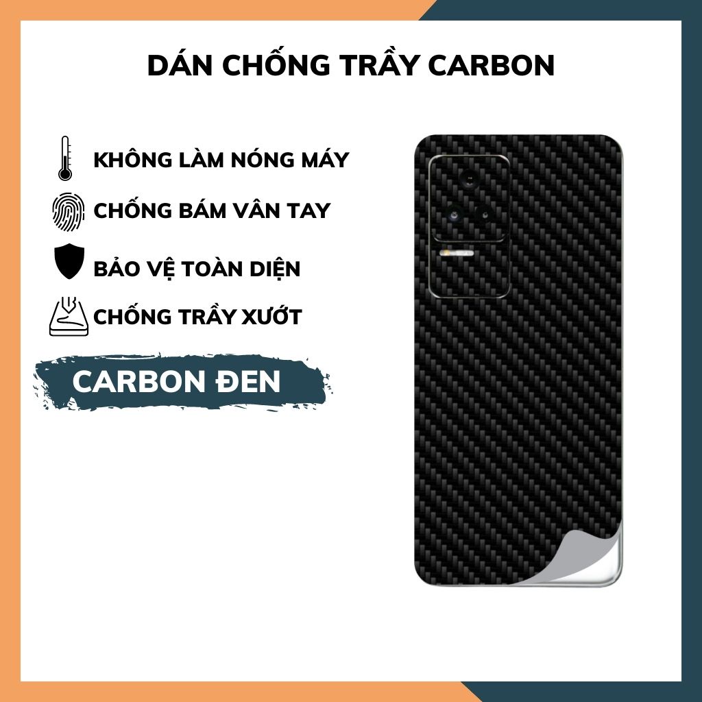 Miếng dán carbon redmi k50, redmi k50 pro, poco f4 chống trầy mặt lưng chống vân tay bảo vệ camera - huỳnh tân store