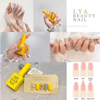 [ SALE 25%, TẶNG KÈM KEO - DŨA ] Set 10 móng tay giả gắn sẵn thiết kế tone vàng Lya Beauty Room