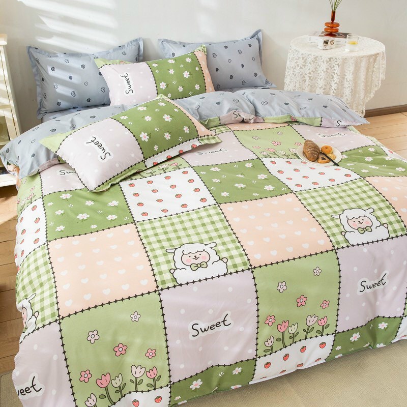 Bộ chăn ga gối Cotton họa tiết Bé Cừu