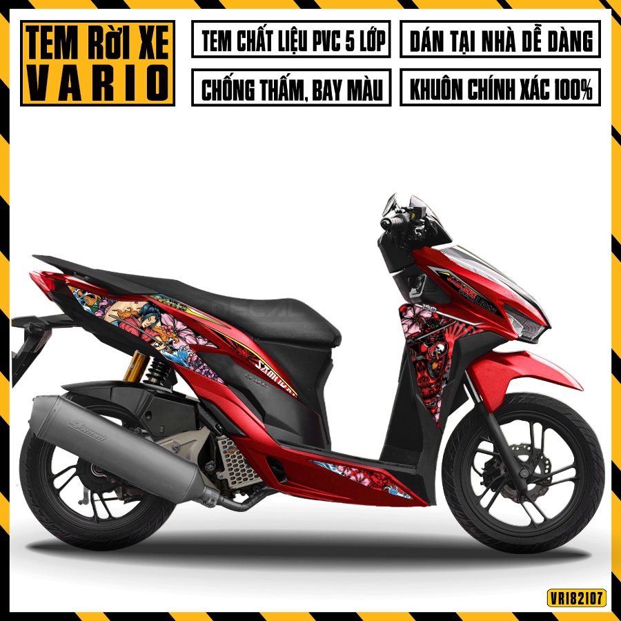 Tem Dán Xe Vario Mẫu Samurai | VR182107SMR | Chất Liệu Decal PVC Cắt Khuôn Sẵn, Chống Thấm Nước