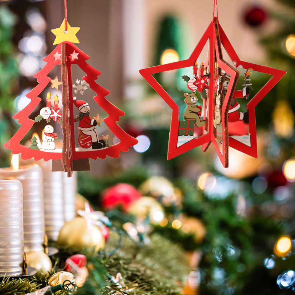 Dây Treo Trang Trí Giáng Sinh Cao Cấp Bằng Gỗ - 3 Mẫu trang trí noel cây thông decor trang trí