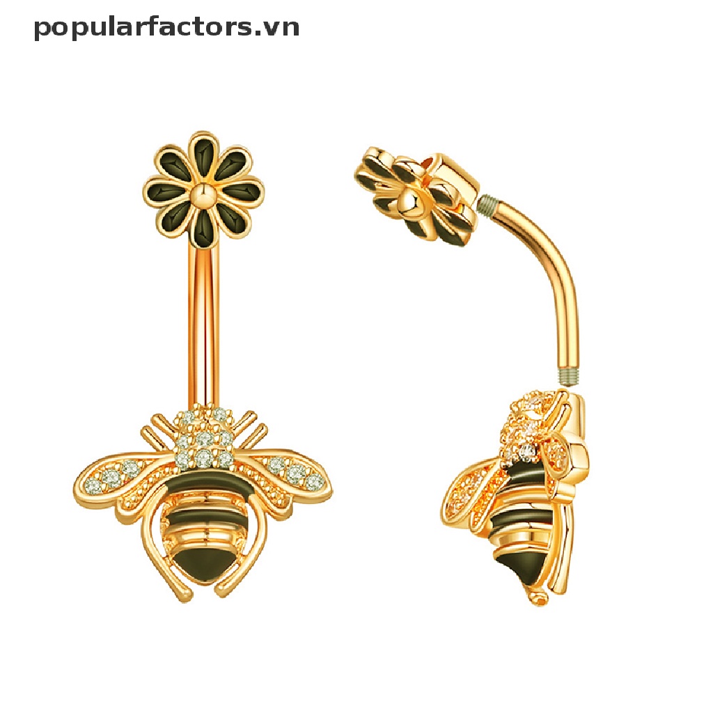Khuyên rốn thép không gỉ hình hoa/ con ong/ chuồn chuồn độc đáo