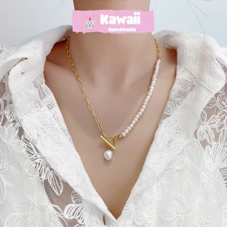 Vòng cổ nữ phối ngọc trai nhân tạo cá tính