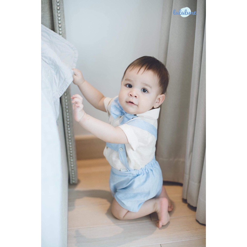 Set yếm xanh lalalune cho bé trai 6-24m