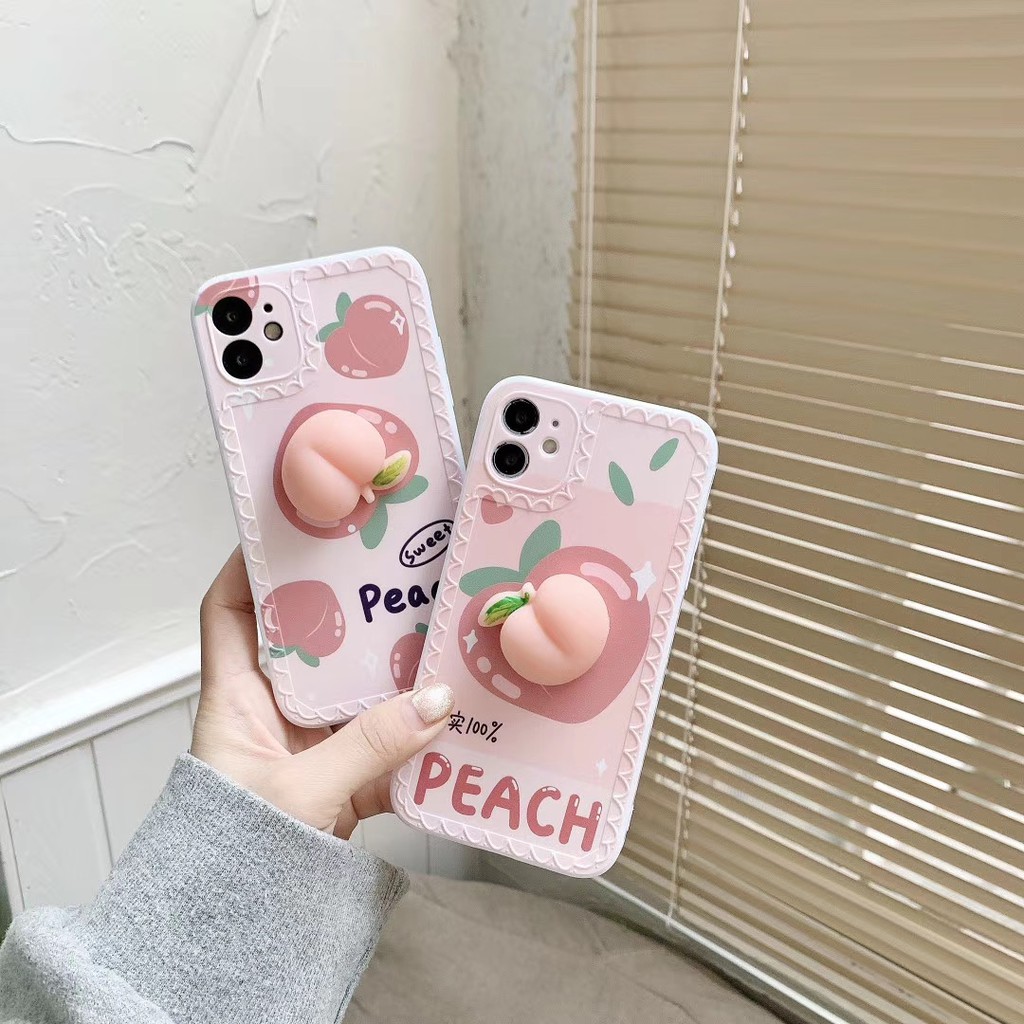 Ốp điện thoại mềm hình quả đào cho Iphone 7 8 Se2020 7plus 8plus Ix Xr Xsmax 11 Pro Promax 12 12mini Pro Promax | BigBuy360 - bigbuy360.vn