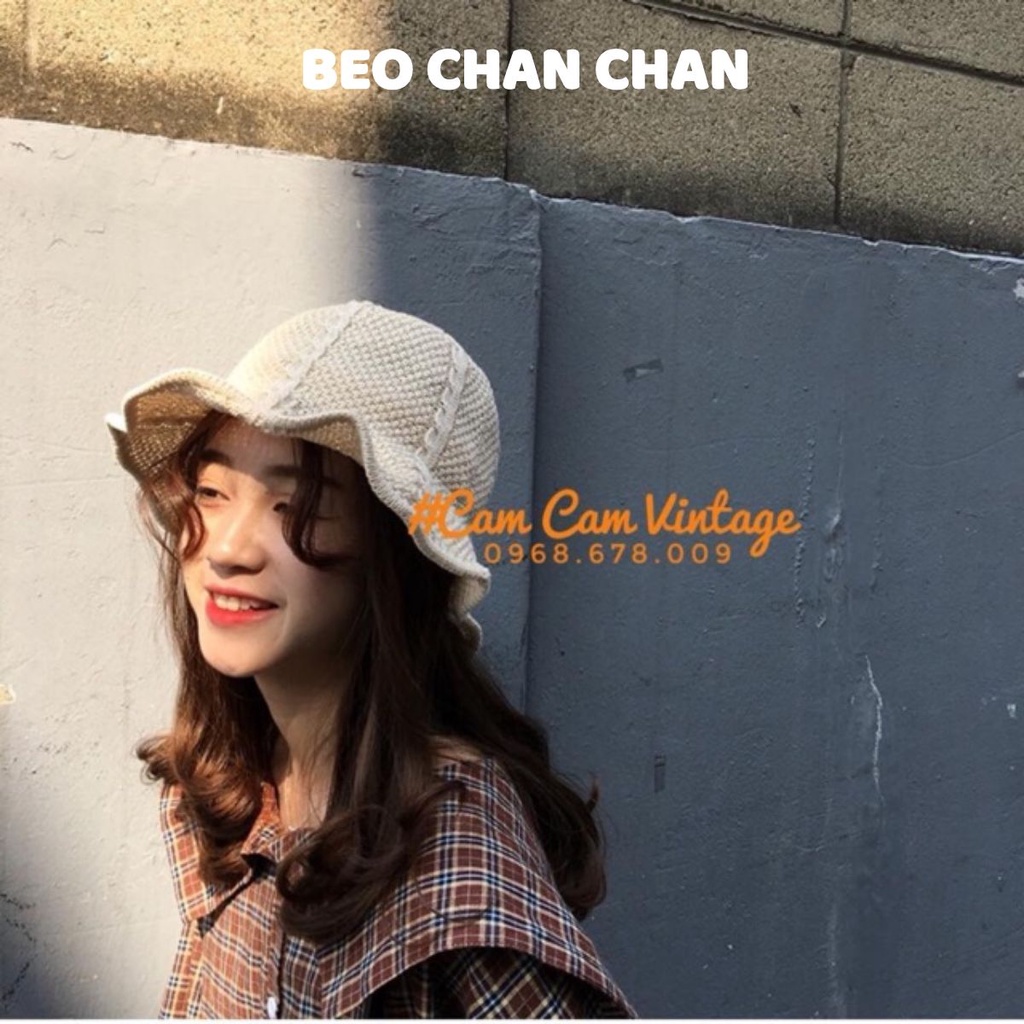 Mũ bucket nam nữ, nón bucket trơn vintage dệt kim unisex cao cấp len lỗ mềm GẤP GỌN ĐI DU LỊCH