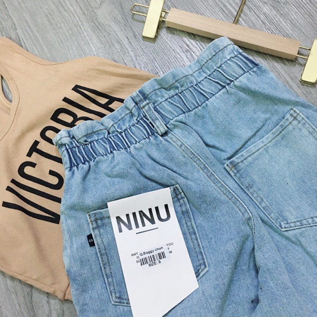 [Mã WASTUP24 giảm 10K đơn 50K] Quần baggy bò lưng chun co giãn chất liệu denim dày dặn dáng lửng phong cách hàn quốc