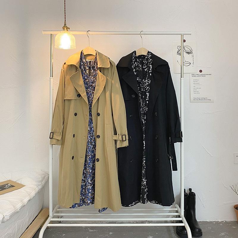 British fashion trench coat autumn and winter 2021 new women's wear Korean version loose temperament knee-length coat trend