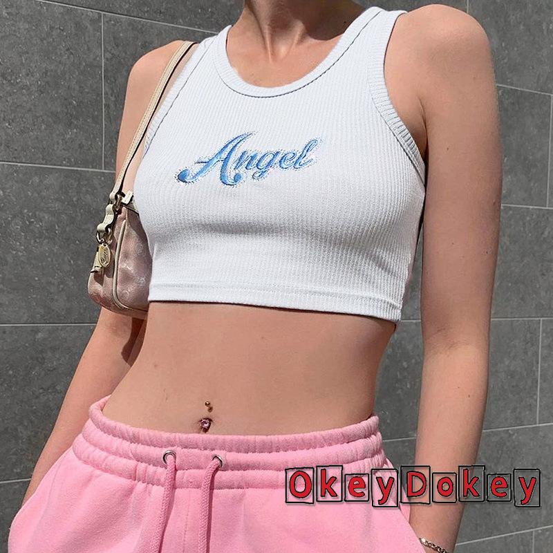 Áo Thun Không Tay Cổ Tròn In Chữ Thời Trang Gợi Cảm Cho Nữ