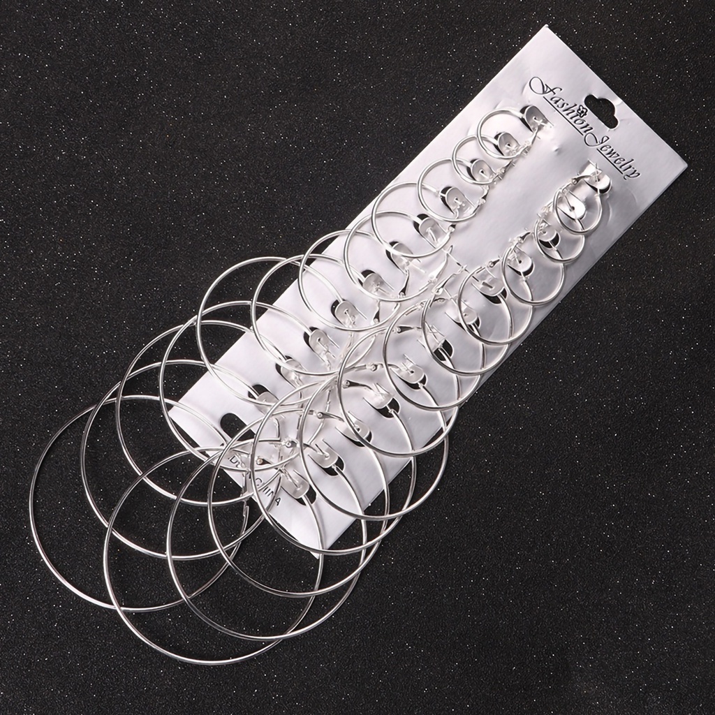 Set 12 đôi khuyên tai tròn mạ vàng / bạc thời trang cá tính dành cho nữ