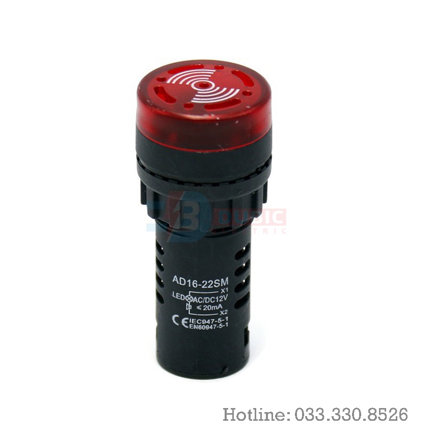 Đèn báo pha có còi 12V 24V 220V AD16-22SM phi 22 - DUBIC ELECTRIC