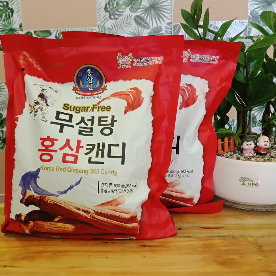 Kẹo sâm Hàn Quốc không đường Korea Red Ginseng 365 Candy Sugar Free Bịch 500g