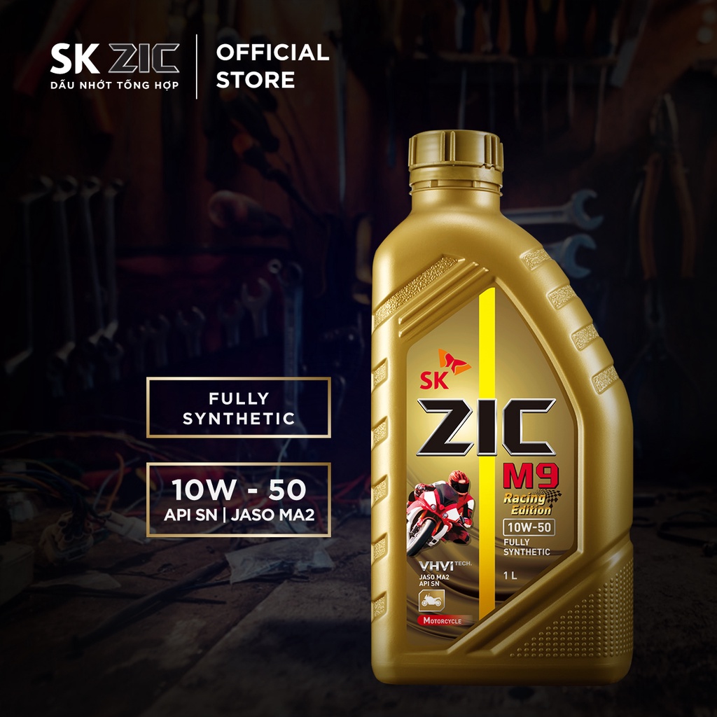 ZIC M9 4T 10W50 Racing - Nhớt tổng hợp toàn phần xe moto, xe đua, PKL cao cấp