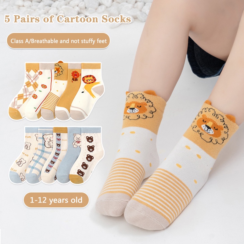 Vớ Cotton Phối Ren Họa Tiết Hoạt Hình Dễ Thương Cho Các Bé