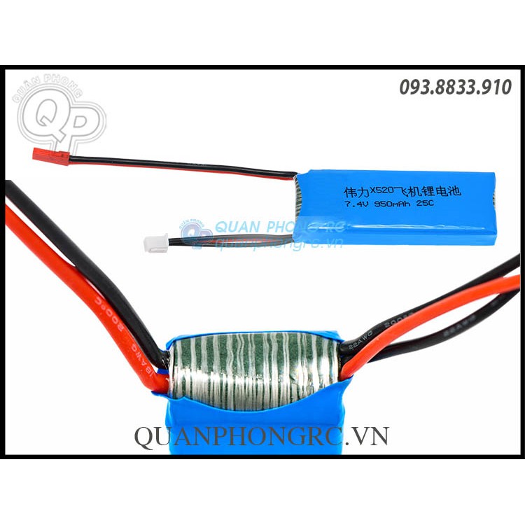 Pin 950mAh 2S 25C 7.4V LiPo Battery cho WLtoys XK X520