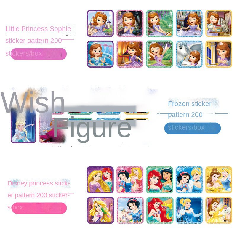 Hộp 200 Sticker Hoạt Hình Disney Frozen 2 Elsa Anna Princess Sofia Car Horse Cho Trẻ Em