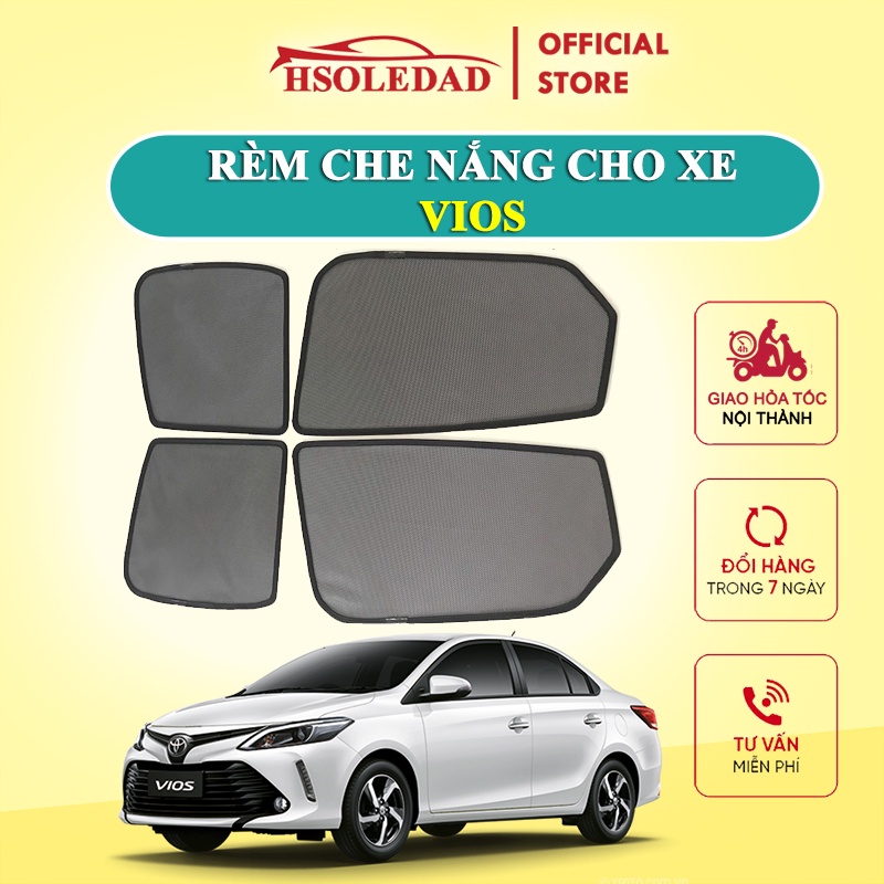 Rèm che nắng nam châm cho xe Toyota Vios, bộ 4 tấm cho 4 cửa, hàng loại 1 cao cấp nhất, vừa khít kính