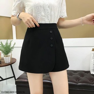 Quần giả váy chữ A phối 3 cúc cực xinh - style Hàn Quốc - Chất vải tuyết mưa mềm mại - 2 màu Đen, Xanh navy