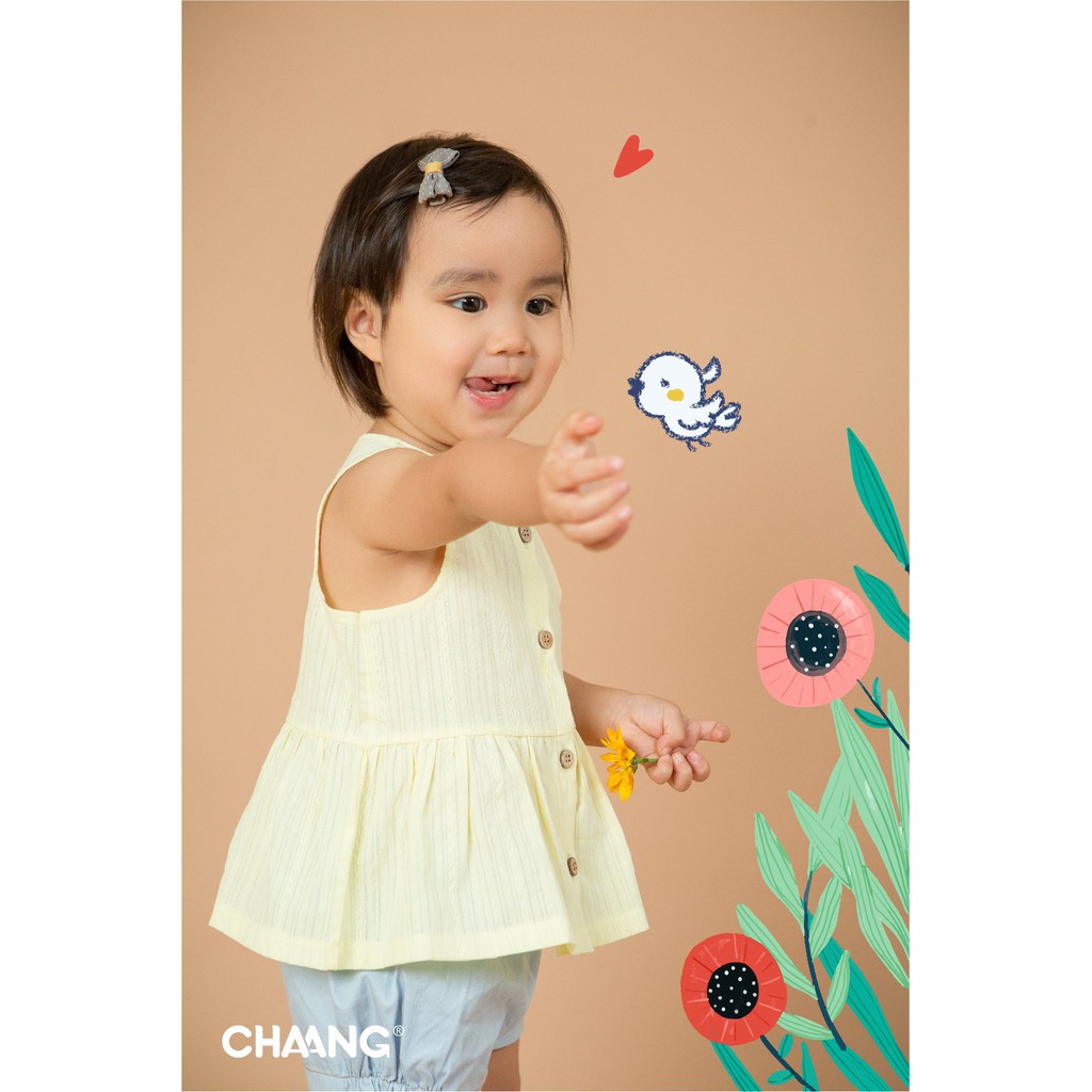 Áo ba lỗ babydoll CHAANG vàng