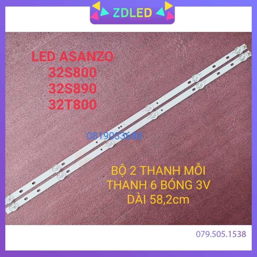 THANH LED TIVI  ASANZO 32T800 32S800 32S890 JL.D32061330-083AS-M HÀNG ZIN HÃNG MỚI 100%, BỘ 2 THANH MỖI THANH 6 BÓNG 3V