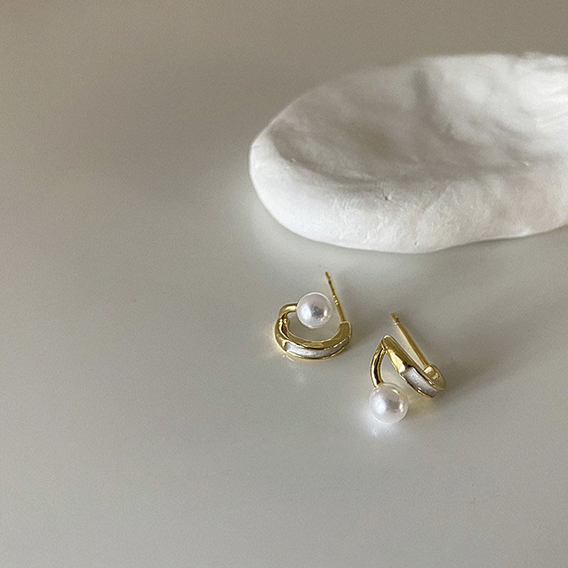 Bông Tai Đính Ngọc Trai Cao Cấp Phong Cách Retro Hàn Quốc