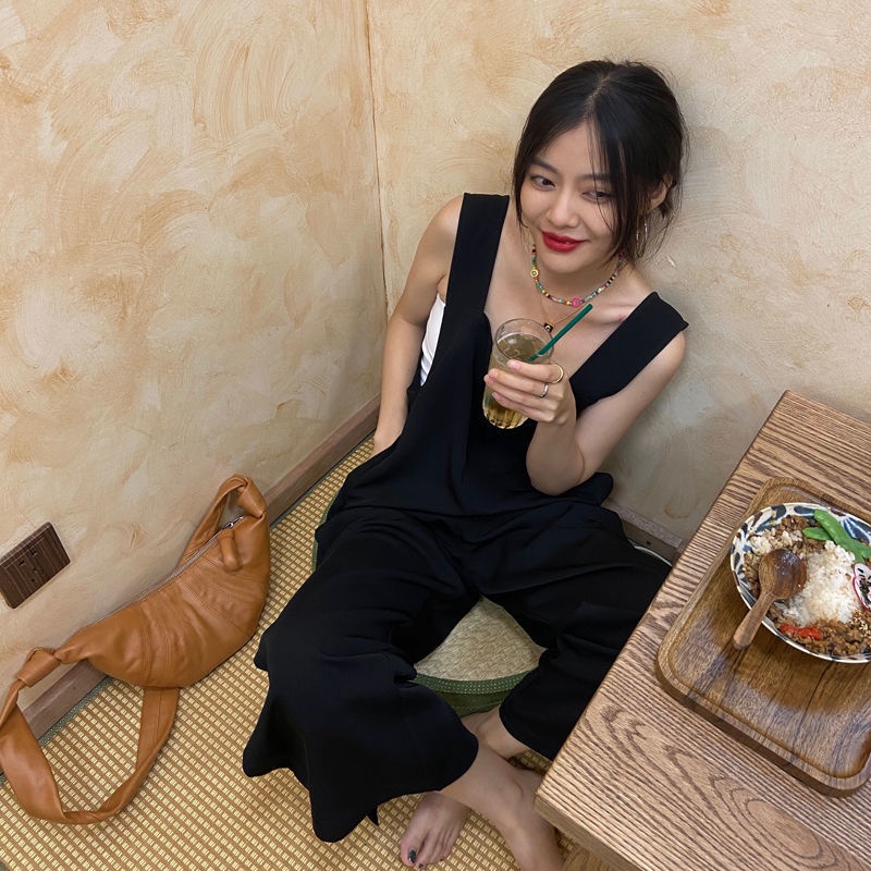 Quần Yếm Ống Rộng Bằng Lụa Lạnh Mỏng Phong Cách Mới Mùa Hè Cho Nữ