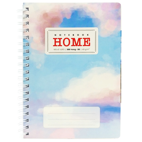 Sổ Lò Xo B5 Kẻ Ngang 300 Trang 60gsm Home - Hải Tiến 6393 - Hình Mây