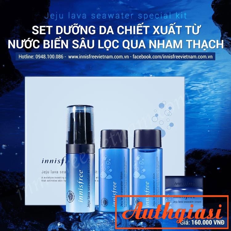 Kit dưỡng da Innisfree TRÀ XANH Green Tea EX \ Jeju Lava Seawater Mới (4 món)