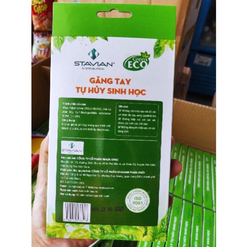 Găng Tay Nilon Tự Hủy Sinh Học GREEN ECO An Toàn Hợp Vệ Sinh Hộp Bao Tay Nilong Dùng 1 Lần