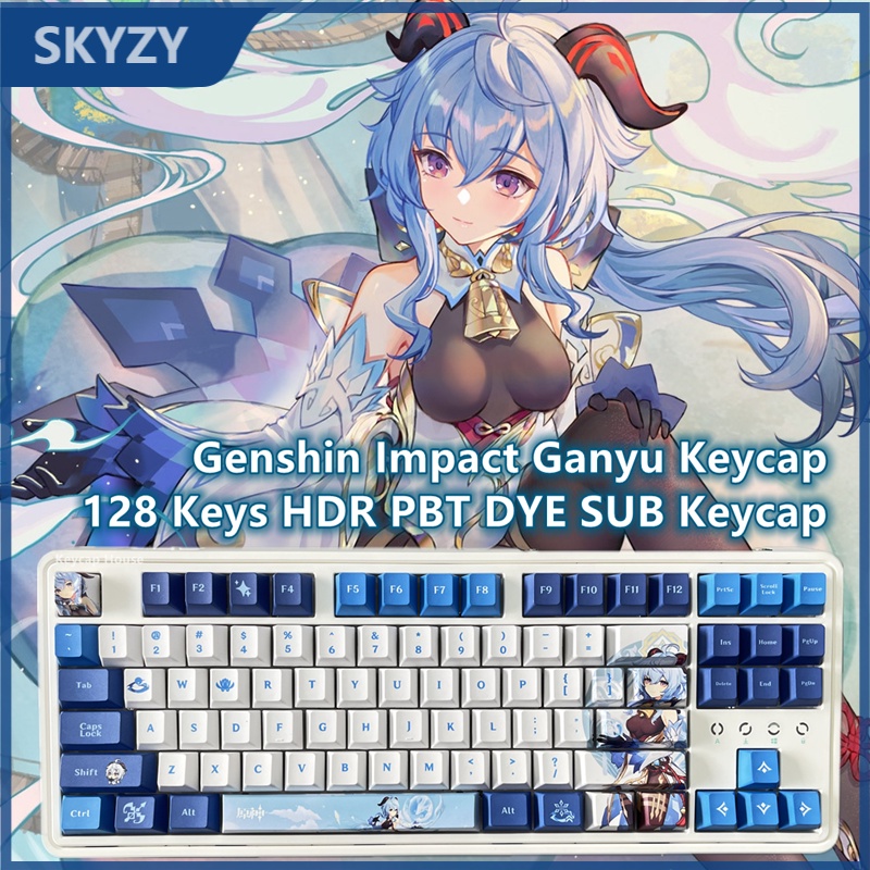 Ganyu Keycap Cherry Profile Genshin Impact Anime PBT Dye Sub Bàn phím cơ học Keycap
