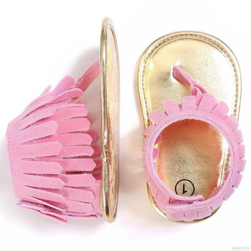 Giày Sandal Xỏ Ngón Phối Tua Rua Dễ Thương Cho Bé Gái
