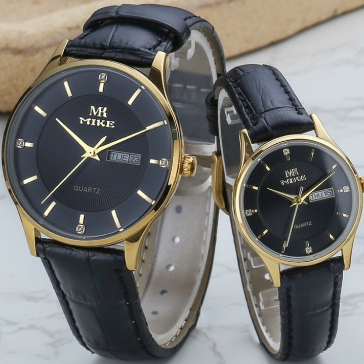 Đồng hồ nam nữ, đồng hồ cặp đôi chính hãng Mike 8390 dây da mặt tròn, chống nước, bảo hành 12 tháng
