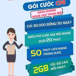 Sim mobifone 60GB data 3g 4G nghe gọi miễn phí gói C90