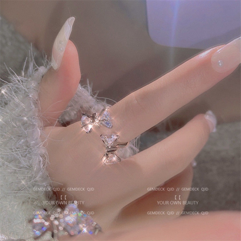 Nhẫn đính đá zircon hình bướm thời trang Hàn Quốc cổ điển