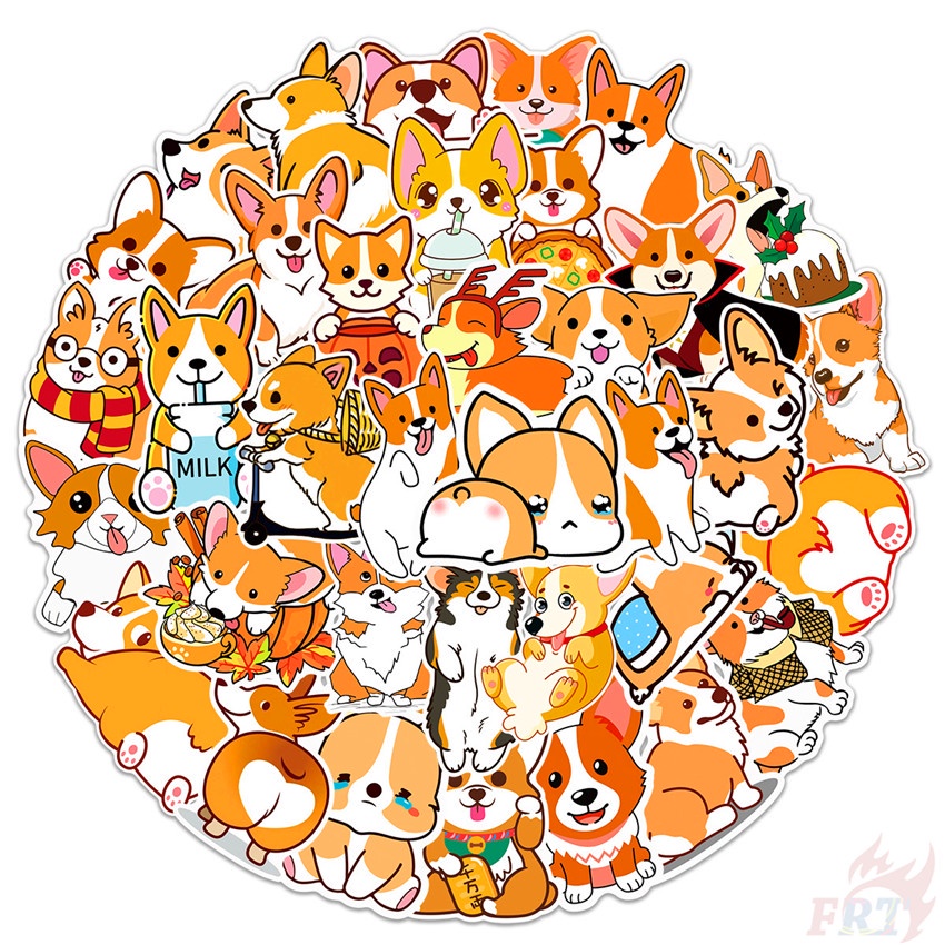 Bộ 100 Cái ❉ Hình Dán Dòng Corgi B ❉ Sticker Dán Hành Lý Hình Chú Chó Doodle Thời Trang