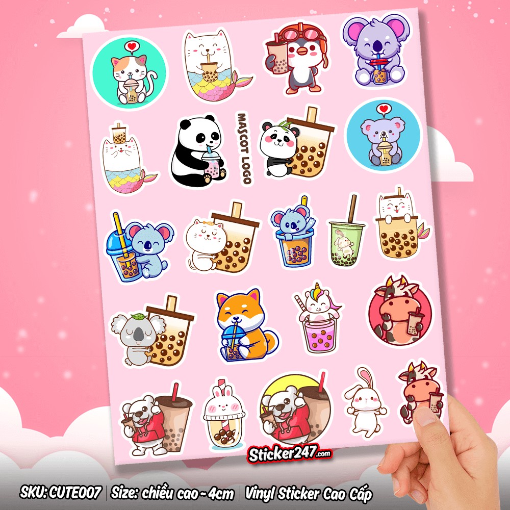 💖𝑭𝒓𝒆𝒆𝒔𝒉𝒊𝒑💖 Sticker Hình Dán Trà Sữa Cute ▪️ Chống nước ▪️ Vinyl Sticker Cao Cấp ▪️ CUTE007 ▪️ Sticker 247 🌟🌟🌟🌟🌟