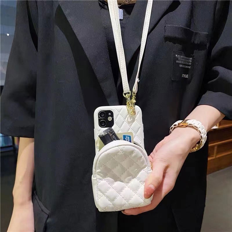 Ốp Điện Thoại Silicon Chống Sốc Dạng Ví Có Dây Đeo Chéo Cho Iphone 13Pro Max 13 Pro 12Pro Max