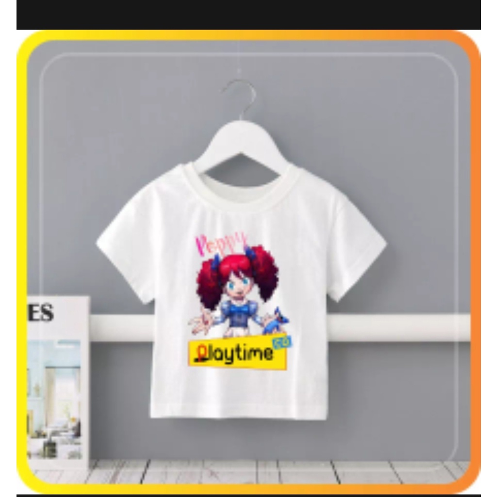 Sale [mua 1 tăng 1] Áo thun cotton cho bé, Poppy Playtime Huggy Wuggy màu trắng cho bé trai, bé gái cực xinh chất cot