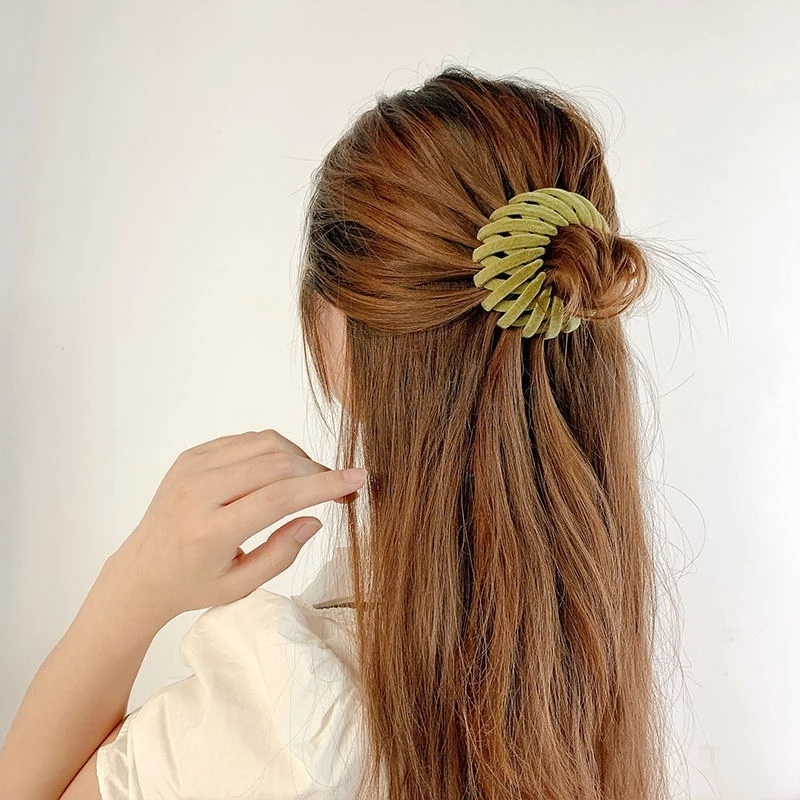 Kẹp Tóc Đính Đá Pha Lê Acrylic Kiểu Tổ Chim Bằng Nhung Thời Trang Thanh Lịch