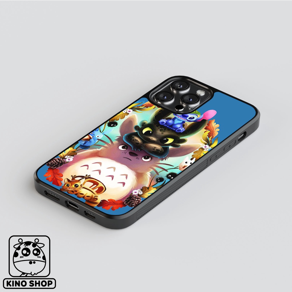 Ốp lưng iPhone KINOSHOP Totoro viền dẻo đen silicon TPU chống ố vàng , chống va đập [ KN77 ] 14Pro 14Promax XR 11