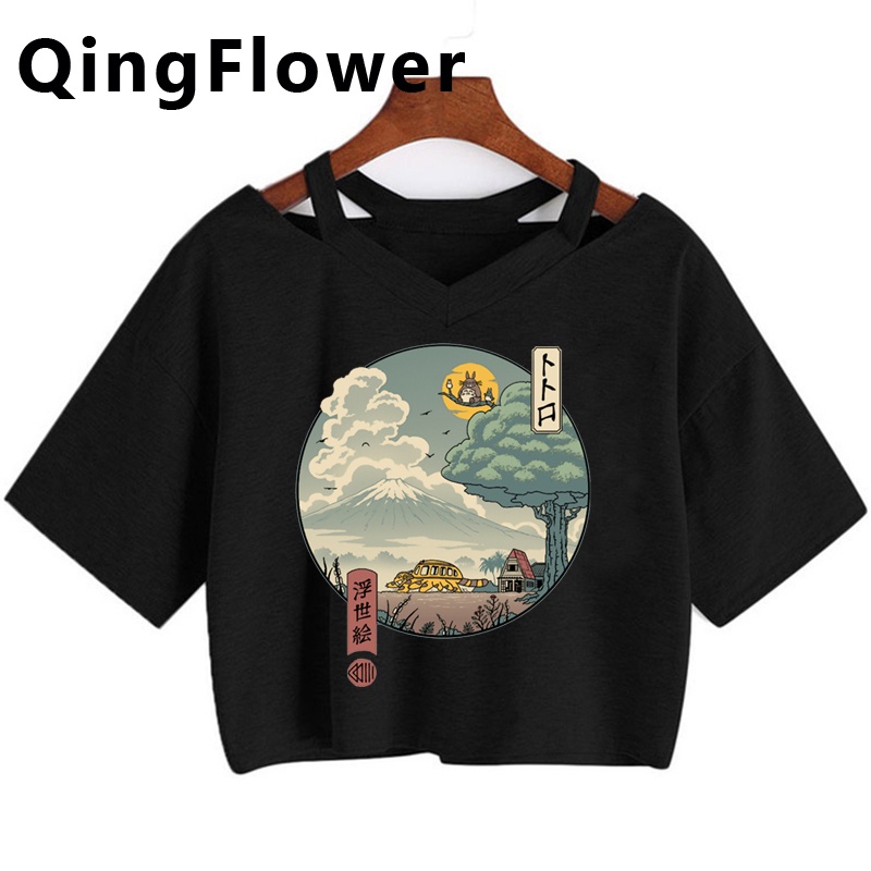 Áo Thun Nữ Ngắn Tay In Hình Totoro Phong Cách vintage