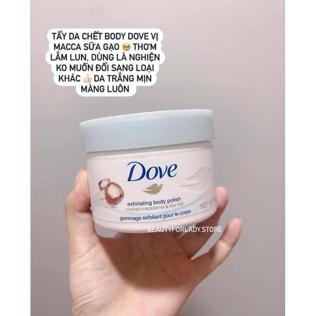 Tẩy tế bào chết Body Dove Đức 🇩🇪 Chăm Sóc Da Dưỡng Trắng Cấp Ẩm - Hủ 225ml