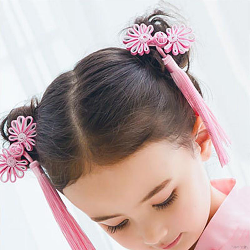 Kẹp tóc vải đính hoa nhiều màu sắc xinh xắn cho bé gái
